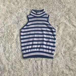 Vintage Blue and White Stripe Turtle Neck Tank